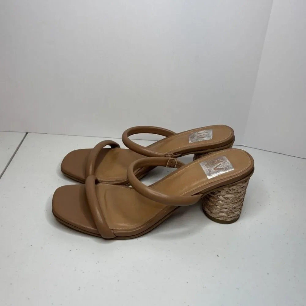 Dolce Vita Merrick Tan Vegan Leather Block Heel Platforms Womens Espadrille - Picture 7 of 9